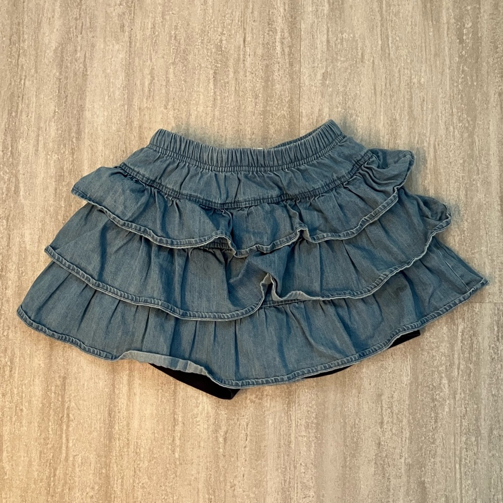 Hanna Andersson tiered ruffle denim skort